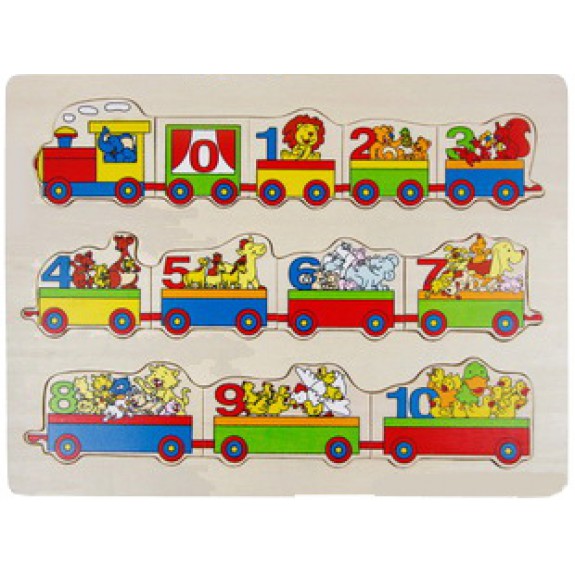 ตัวต่อรถไฟสอนนับเลขสัตว์ (0-10)   ขนาด 22*29*0.7 ซม.