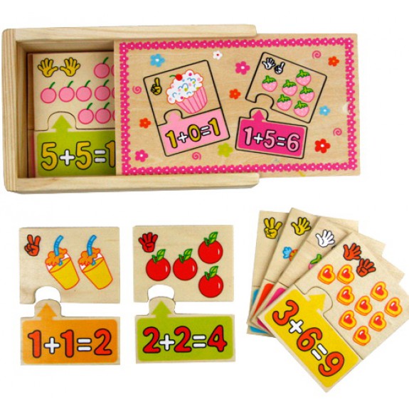 การ์ดจิ๊กซอว์บวกลบเลข (20 ชิ้น)  ขนาด 9.8*15.2*3.5 ซม.
