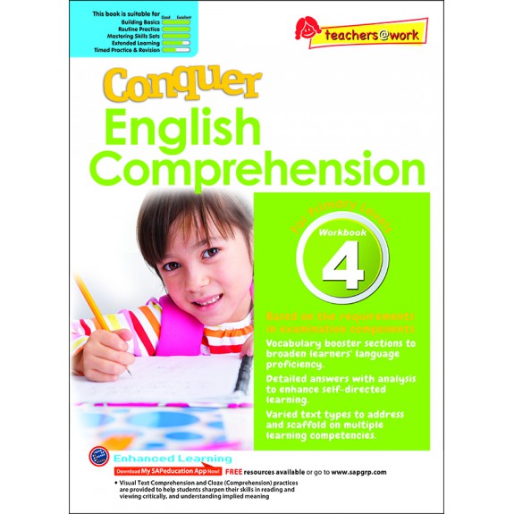 แบบฝึกหัดการจับใจความสำหรับป. 4  Conquer English Comprehension Workbook 4