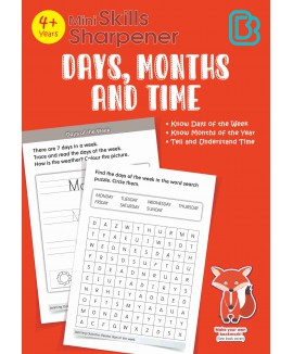 SAP_Mini Skills Sharpener DAYS, MONTHS AND TIME (4+ Years) สมุดภาพระบายสีสำหรับเขียนและเรียนรู้วัน เดือน เวลา (สำหรับเด็กอายุ 4 ปีขึ้นไป) 