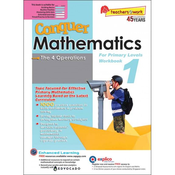 SAP_Conquer Mathematics 1 The 4 Operations Workbook 1 แบบฝึกหัดคณิตศาสตร์การคำนวณ การบวก การลบ การคูณ การหาร สำหรับ ป.1