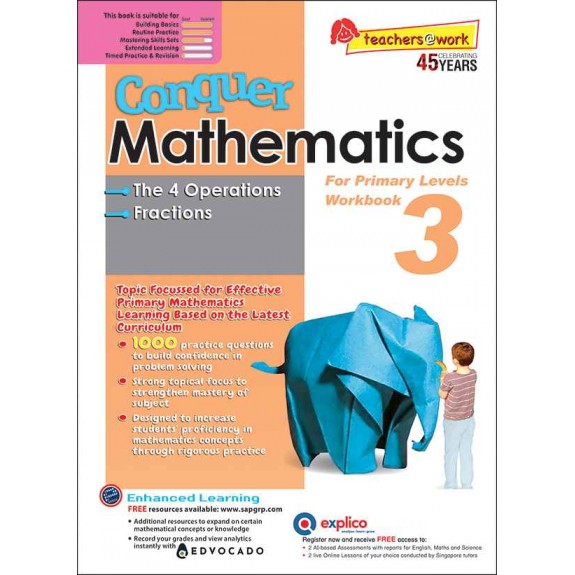 SAP_Conquer Mathematics 3 The 4 Operations • Fractions Workbook 3 แบบฝึกหัดคณิตศาสตร์การบวก ลบ คูณ หาร และเศษส่วน ประถมศึกษาปีที่ 3 