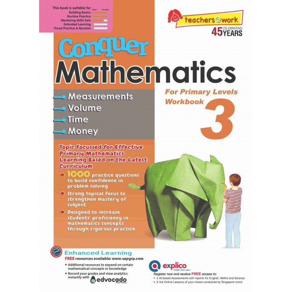 SAP_Conquer Mathematics 3 Conquer Mathematics Measurements . Volume . Time . Money Workbook 3 แบบฝึกหัดคณิตศาสตร์การวัด ปริมาตร เวลา และเงิน ประถมศึกษาปีที่ 3