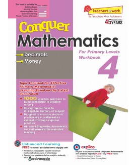 SAP_Conquer Mathematics 4  Decimals • Money Workbook 4 แบบฝึกหัดคณิตศาสตร์ทศนิยมและการคำนวณเกี่ยวกับเงิน ประถมศึกษาปีที่ 4