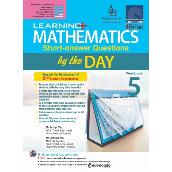 SAP_LEARNING+ MATHEMATICS Short-answer Questions by the DAY Workbook 5 แบบฝึกหัดคณิตศาสตร์รายวัน (คำถามแบบตอบสั้น) สำหรับ ป.5