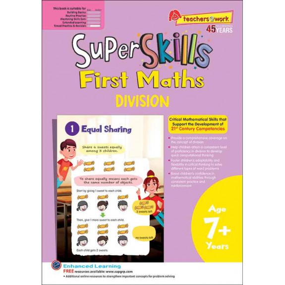 SAP_Super Skills First Maths DIVISION Age 7+ Years  แบบฝึกทักษะคณิตศาสตร์พื้นฐานด้าน การหาร สำหรับอายุ 7 ปีขึ้นไป