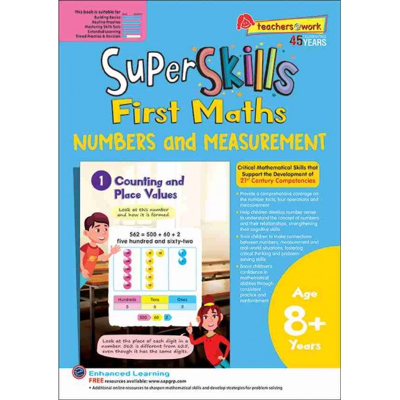 SAP_Super Skills First Maths NUMBERS AND MEASUREMENT Age 8+ Years  แบบฝึกทักษะคณิตศาสตร์ด้าน ตัวเลข (Numbers) และ การวัด (Measurement) สำหรับอายุ 8 ปีขึ้นไป